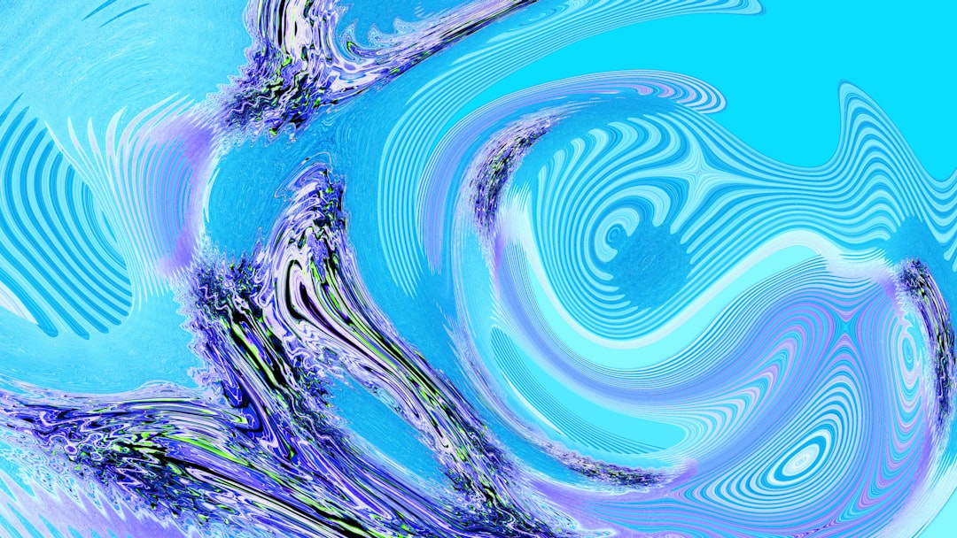 Abstract, swirling blues and purples create a unique design.