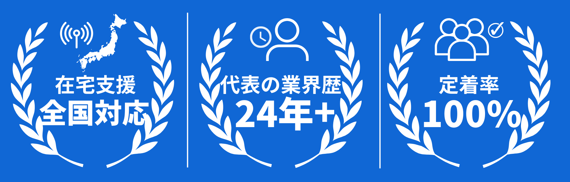 在宅支援は全国対応、代表の業界歴24年+、定着率100%